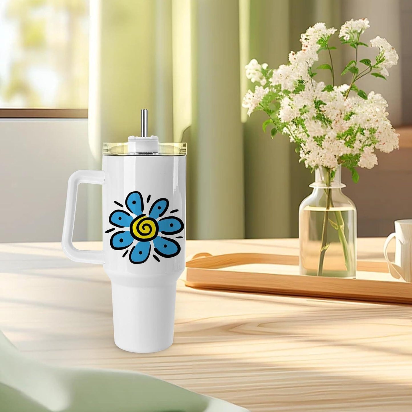 40 oz Tumbler with Handle Insulated Large Tumblers Bulk with Lids and Straws Stainless Steel