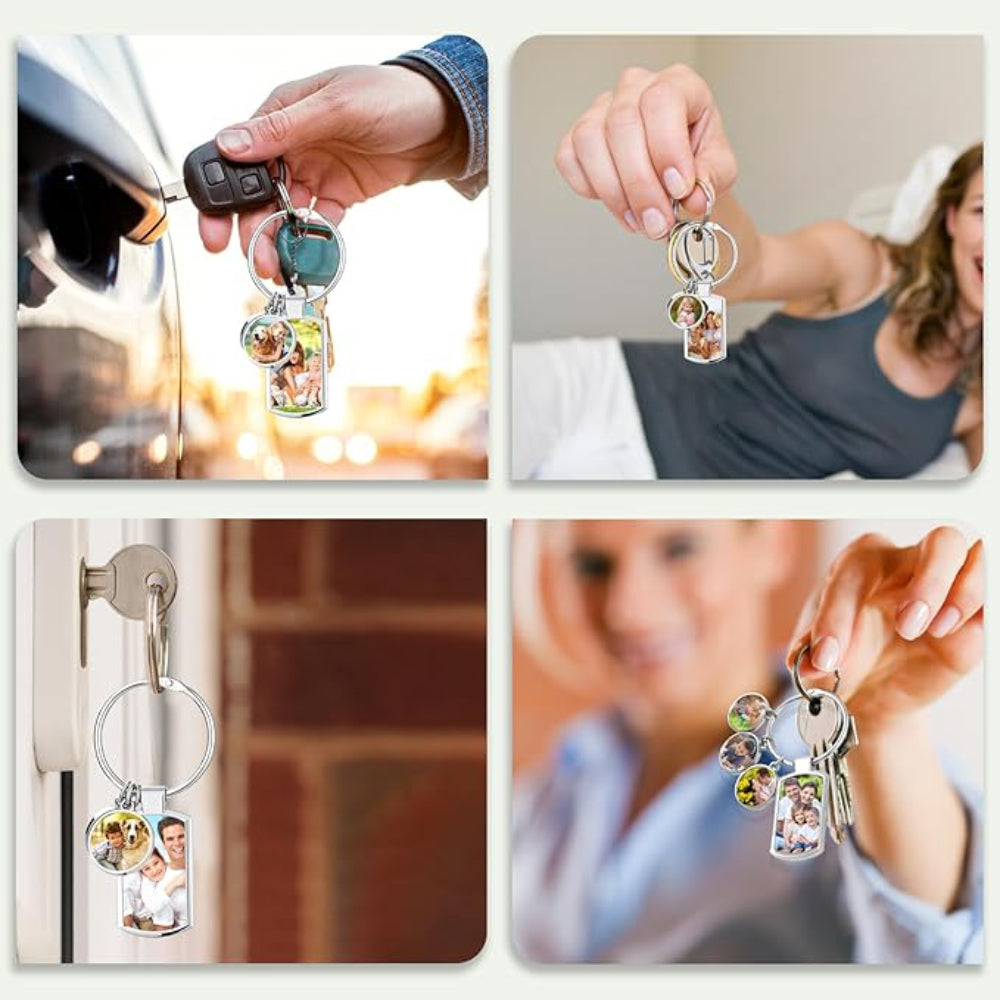 Porte-clés en métal multi-photos personnalisé