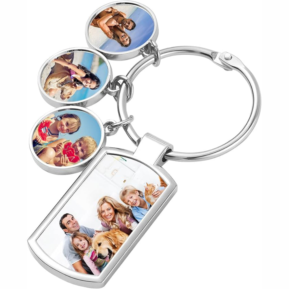 Porte-clés en métal multi-photos personnalisé