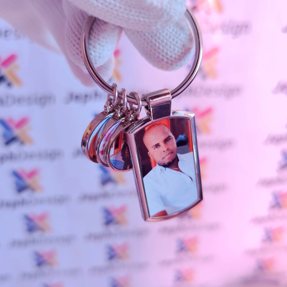 Porte-clés en métal multi-photos personnalisé