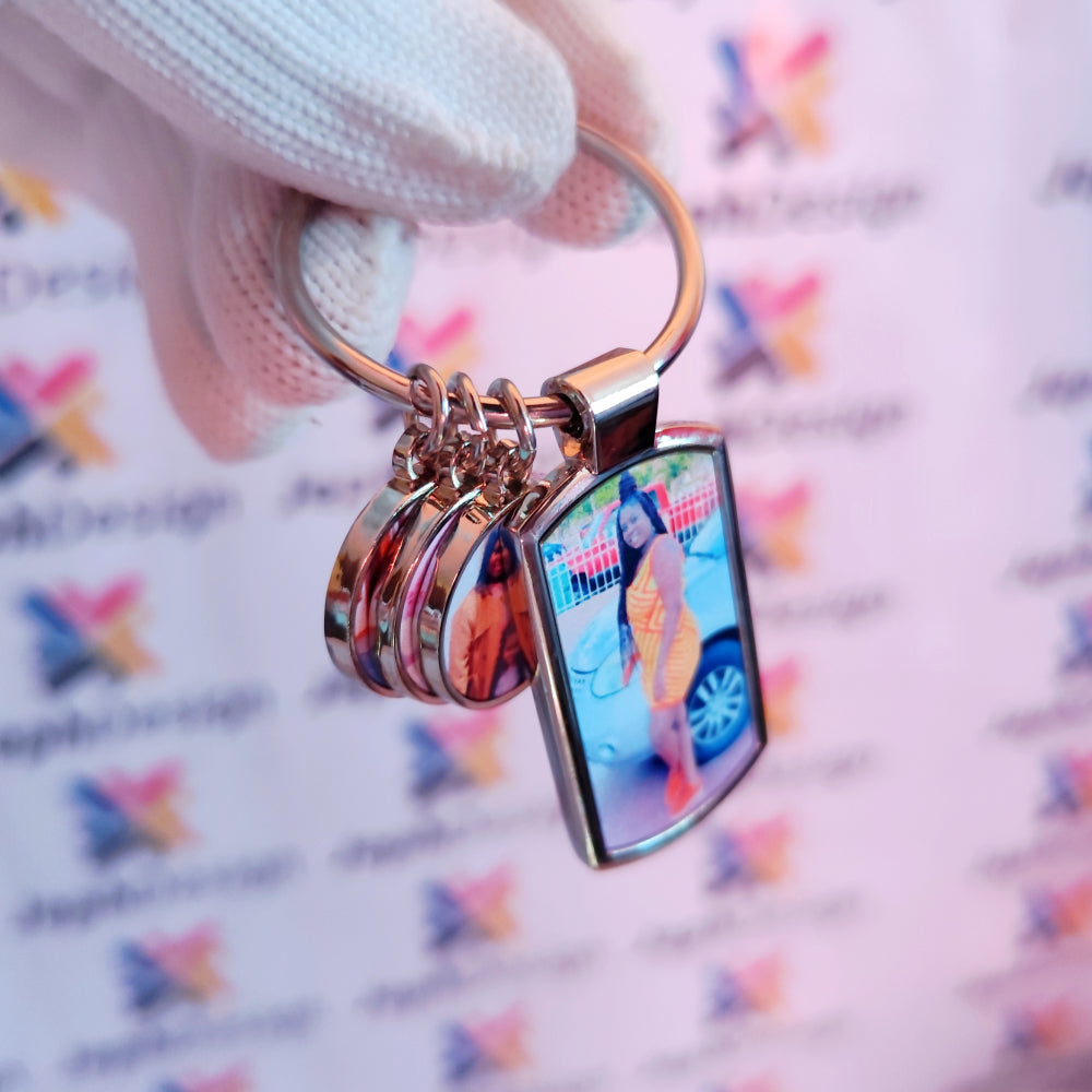 Porte-clés en métal multi-photos personnalisé