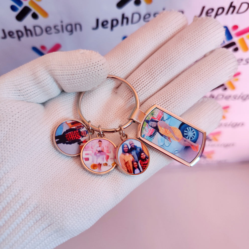 Porte-clés en métal multi-photos personnalisé