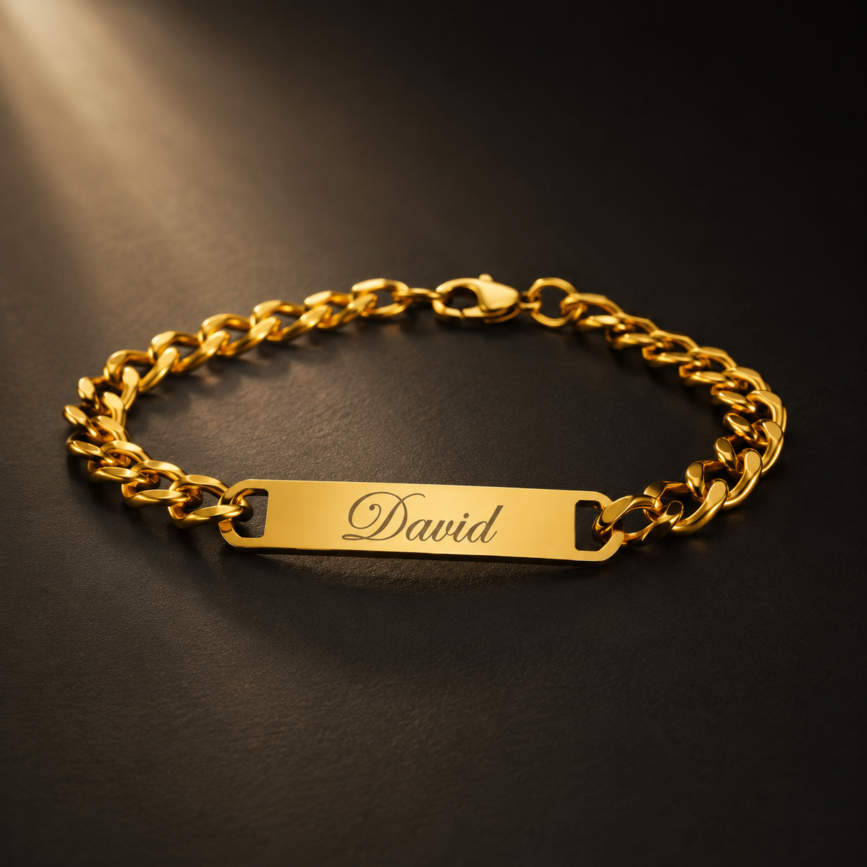 Personalized Men’s Gold Name Bracelet – Engraved Bracelet