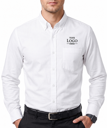 Cotton King Custom Embroidered Men’s 100% Cotton Long Sleeve Button-Down Shirt with Pocket – Work & Casual