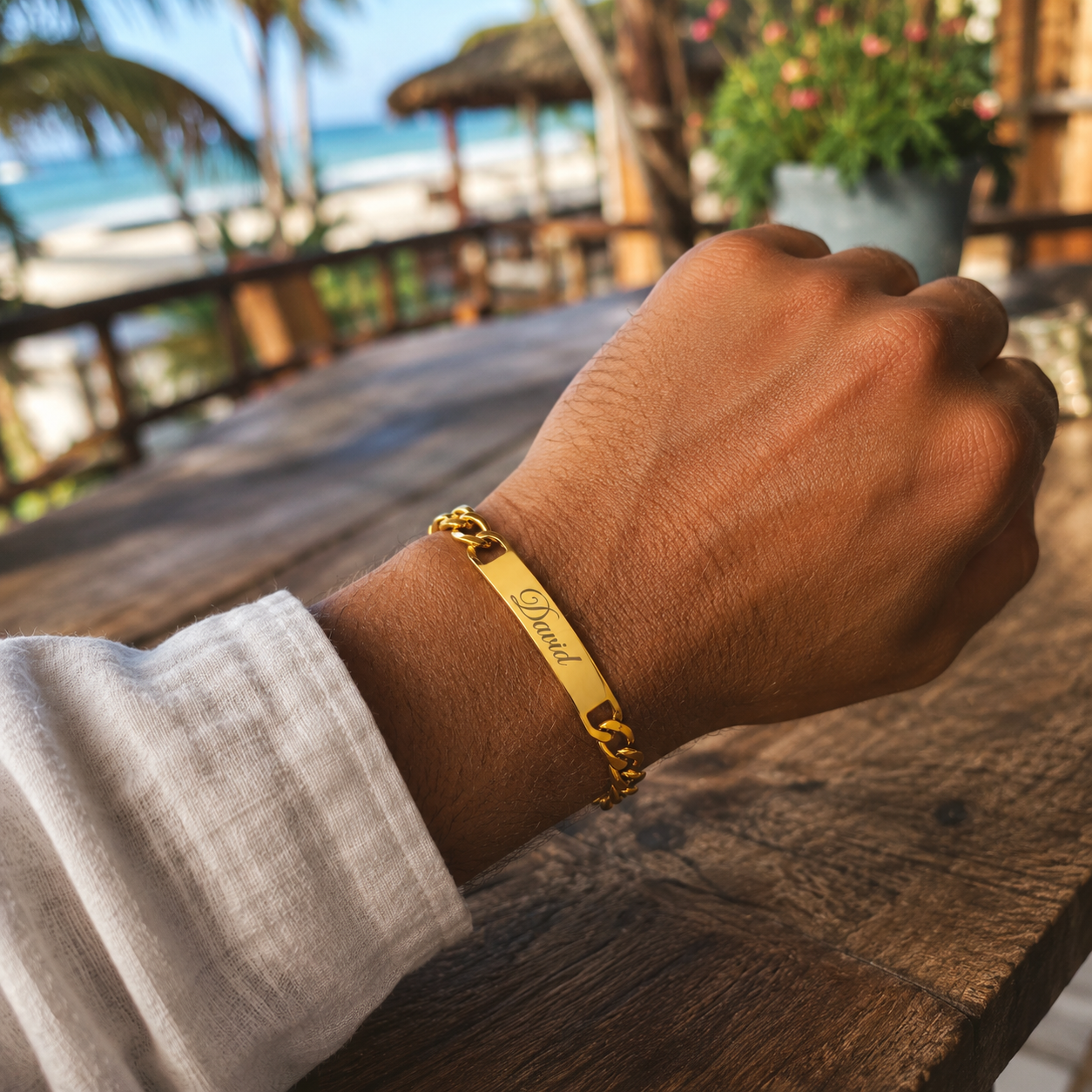 Personalized Men’s Gold Name Bracelet – Engraved Bracelet