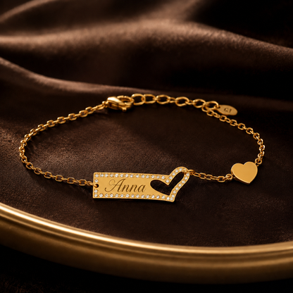 Personalized Heart Name Bracelet for Women – Custom Engraved Bracelet