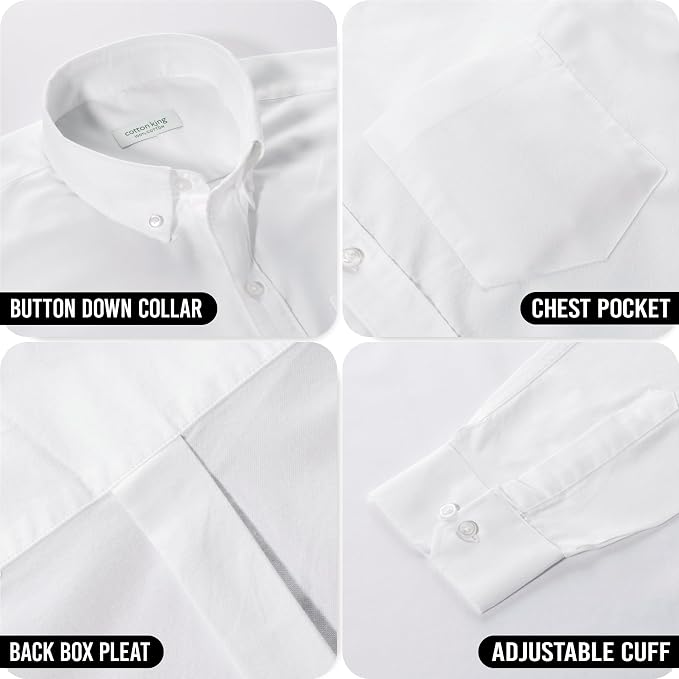 Cotton King Custom Embroidered Men’s 100% Cotton Long Sleeve Button-Down Shirt with Pocket – Work & Casual