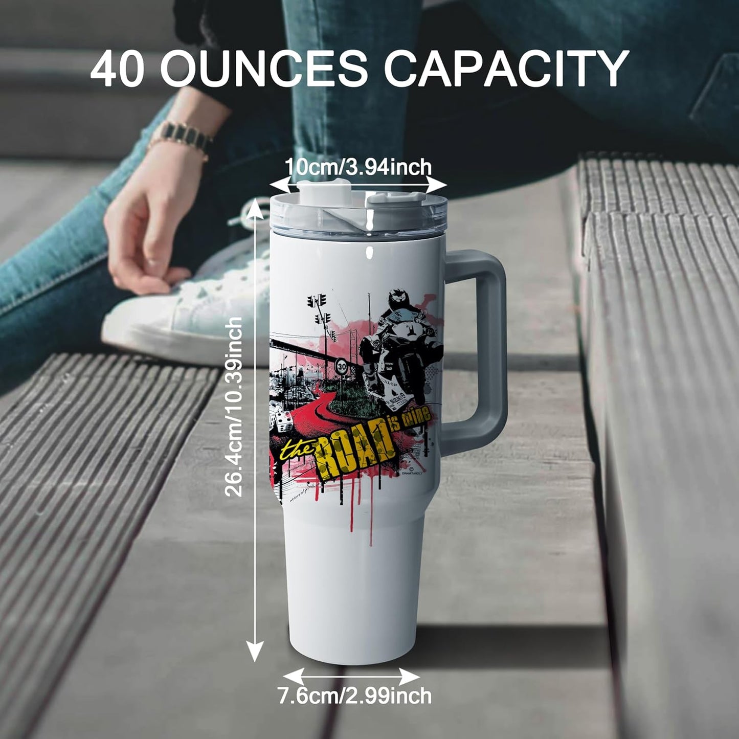 40 oz Tumbler with Handle Insulated Large Tumblers Bulk with Lids and Straws Stainless Steel