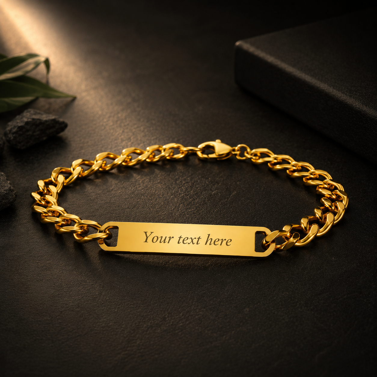 Personalized Men’s Gold Name Bracelet – Engraved Bracelet