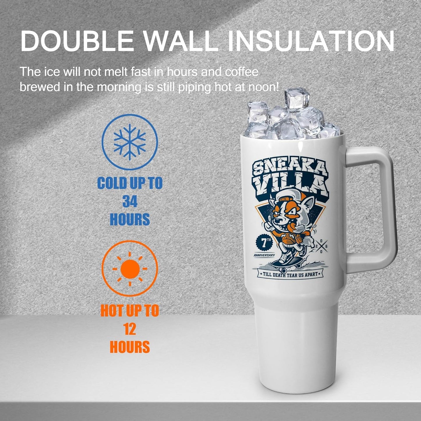 40 oz Tumbler with Handle Insulated Large Tumblers Bulk with Lids and Straws Stainless Steel