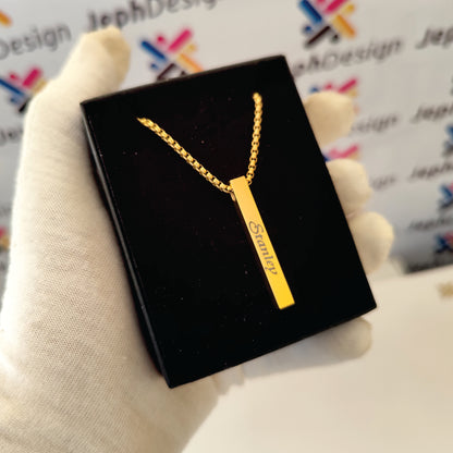 Vertical Cube Pendant Necklace