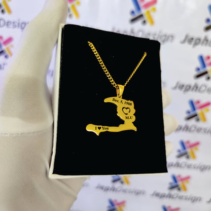 Haïti Map Heart Necklace