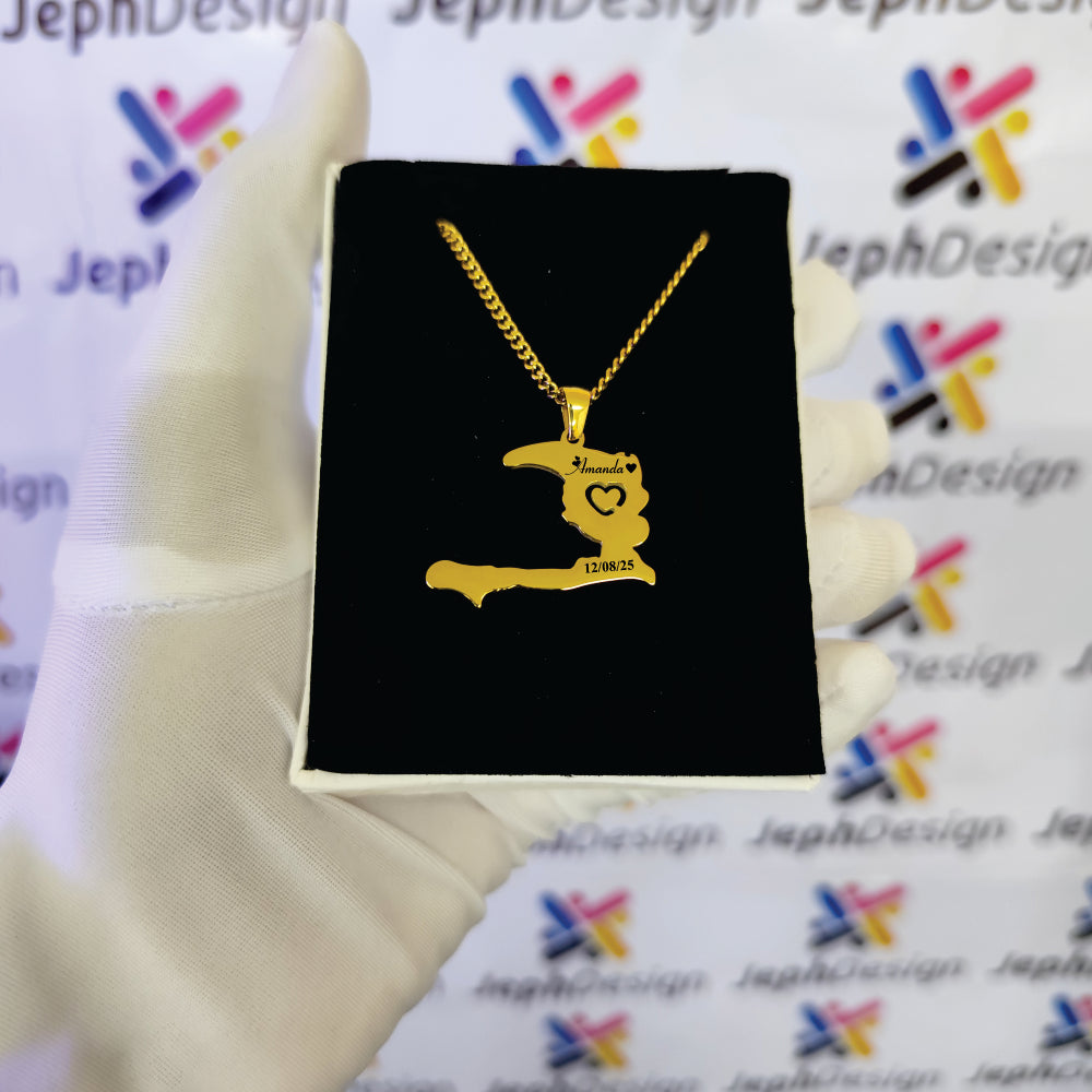 Haïti Map Heart Necklace