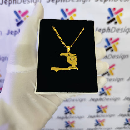 Haïti Map Heart Necklace