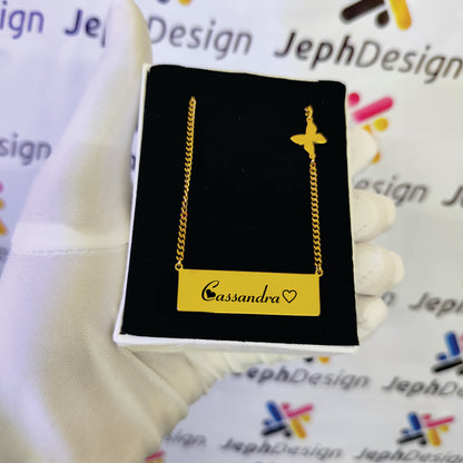 Bar Necklace with Butterfly