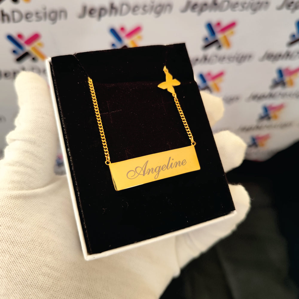 Bar Necklace with Butterfly