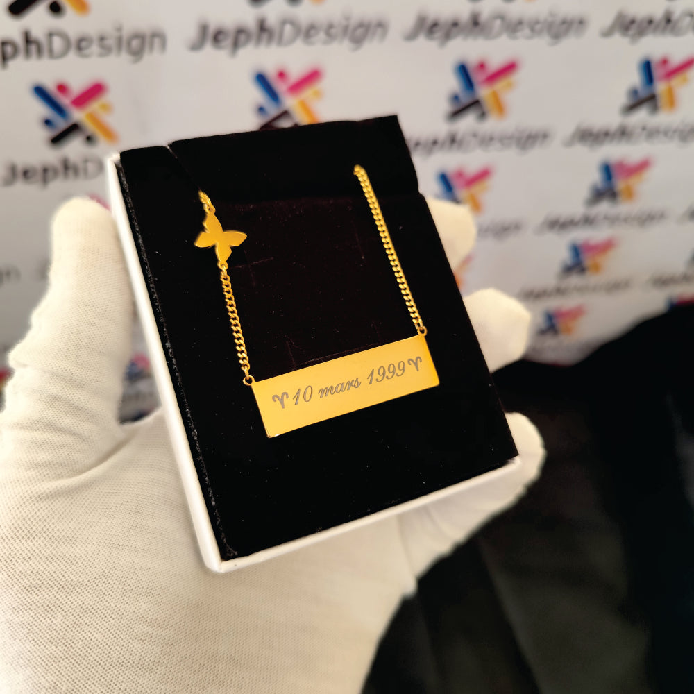 Bar Necklace with Butterfly