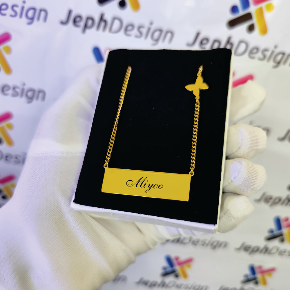 Bar Necklace with Butterfly