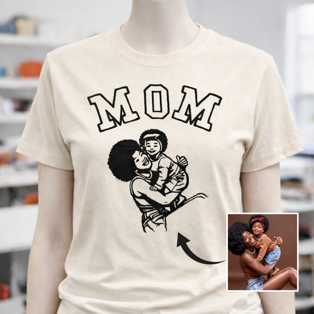 T-shirt Maman brodé avec Amour