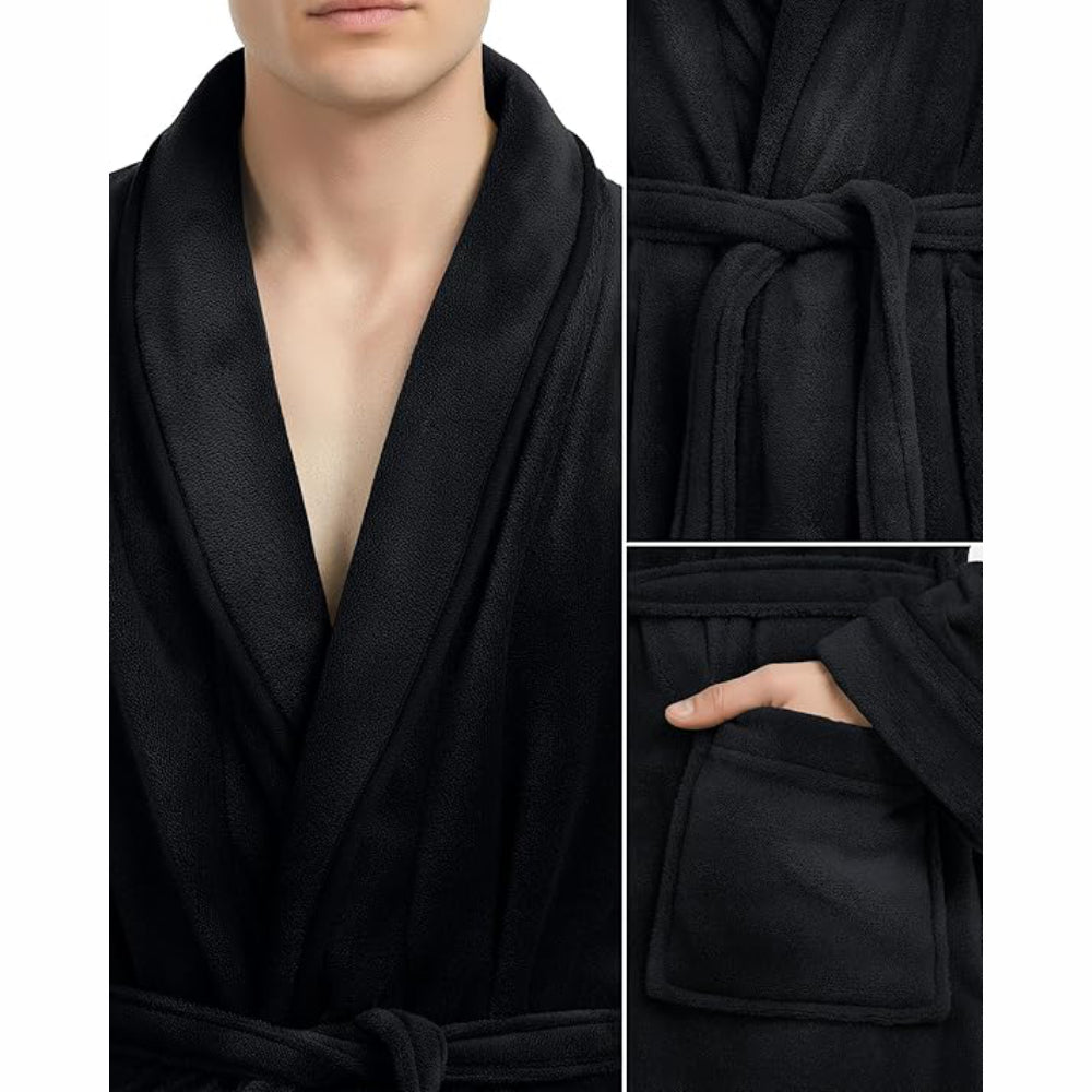 Mens Robe, Luxury Plush Fleece Mens Bathrobe, Spa Bath Robe for Men