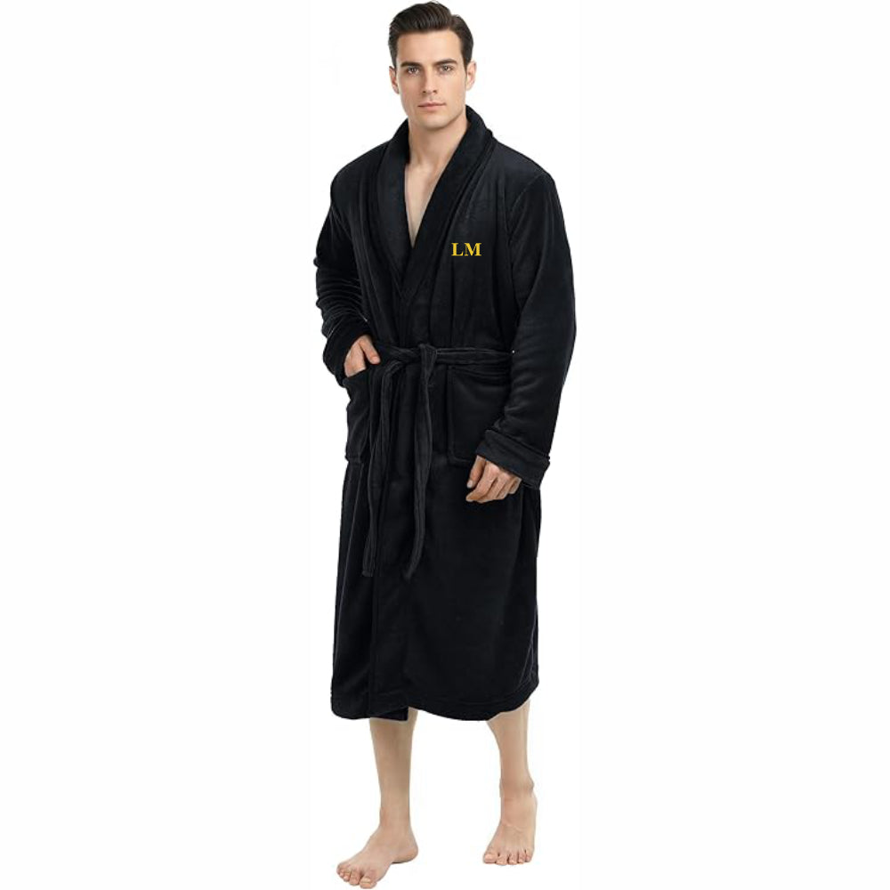 Mens Robe, Luxury Plush Fleece Mens Bathrobe, Spa Bath Robe for Men
