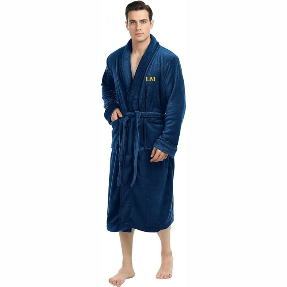 Mens Robe, Luxury Plush Fleece Mens Bathrobe, Spa Bath Robe for Men
