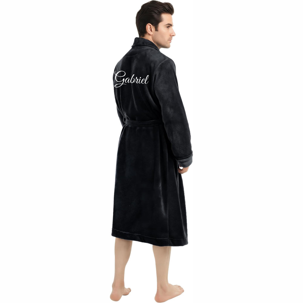 Mens Robe, Luxury Plush Fleece Mens Bathrobe, Spa Bath Robe for Men