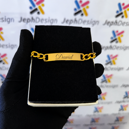 Personalized Men’s Gold Name Bracelet – Engraved Bracelet