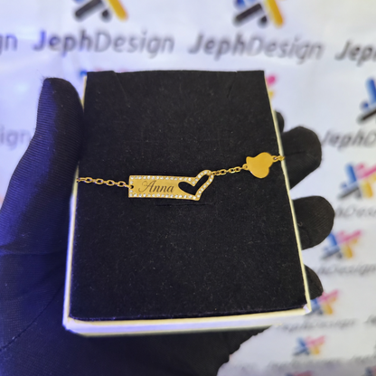 Personalized Heart Name Bracelet for Women – Custom Engraved Bracelet