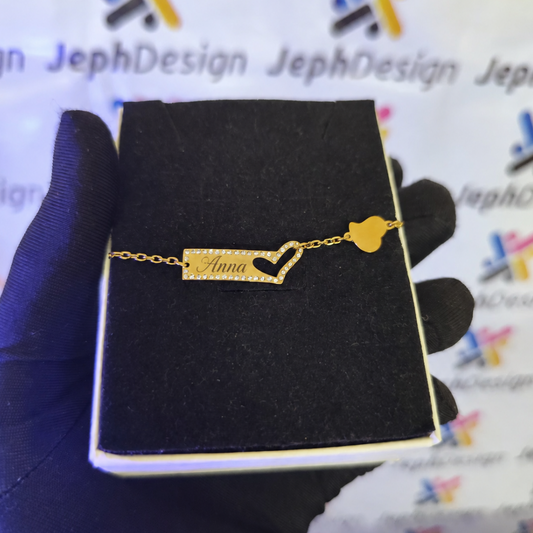 Personalized Heart Name Bracelet for Women – Custom Engraved Bracelet