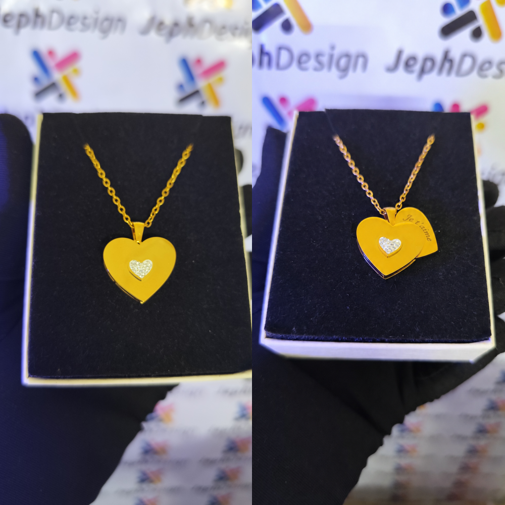 Personalized Gold Heart Locket Necklace for Women – Crystal Heart Pendant